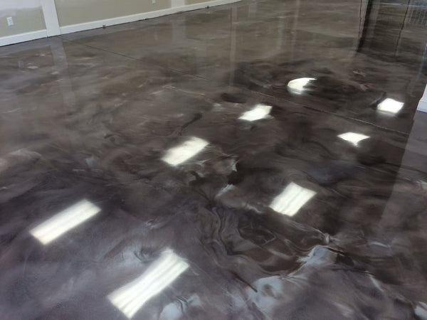 Metallic epoxy floor detail spring tx floor coating by Real Seal Coatings